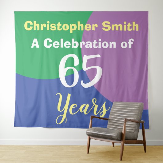 Happy 65th Birthday Celebration Tapestry Wandkleed (In Situ (horizontaal))