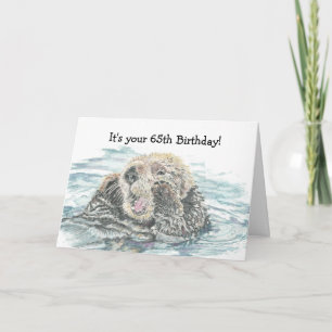 Happy 65th Birthday Cute Excited Otter Humoriss Kaart