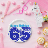 Happy 65th Birthday - gepersonaliseerd papieren Bo Papieren Bordje (Feest)