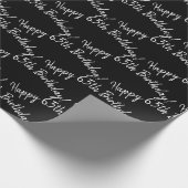 Happy 65th Birthday in zwart Cadeaupapier (Hoek)