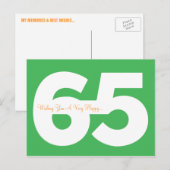 Happy 65th Birthday Milestone Briefkaarten - in he (Voorkant / Achterkant)