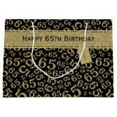 Happy 65th Birthday Number Pattern Black en Gold Groot Cadeauzakje (Voorkant)