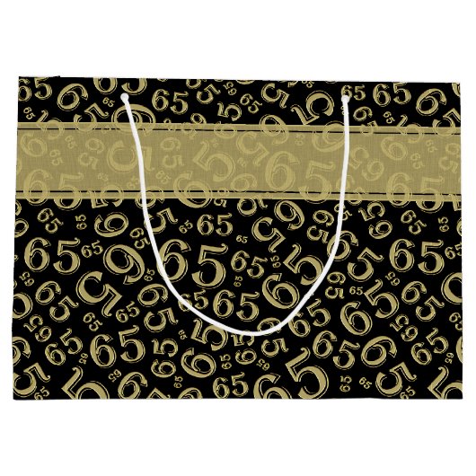Happy 65th Birthday Number Pattern Black en Gold Groot Cadeauzakje (Achterkant)