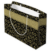 Happy 65th Birthday Number Pattern Black en Gold Groot Cadeauzakje (Achterkant Gekanteld)