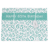 Happy 65th Birthday Number Pattern Blauwgroen en W Groot Cadeauzakje (Voorkant)