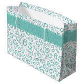 Happy 65th Birthday Number Pattern Blauwgroen en W Groot Cadeauzakje (Achterkant Gekanteld)
