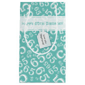 Happy 65th Birthday Number Pattern Blauwgroen en w Klein Cadeauzakje (Voorkant)