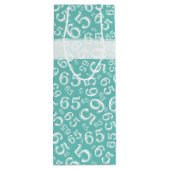 Happy 65th Birthday Number Pattern Blauwgroen en W Wijn Cadeautas (Achterkant)