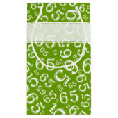 Happy 65th Birthday Number Pattern Green and White Klein Cadeauzakje (Achterkant)