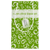 Happy 65th Birthday Number Pattern Green and White Klein Cadeauzakje (Voorkant)