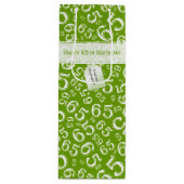 Happy 65th Birthday Number Pattern Green and White Wijn Cadeautas (Voorkant)