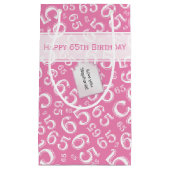 Happy 65th Birthday Number Pattern Pink and White Klein Cadeauzakje (Voorkant)
