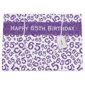 Happy 65th Birthday Party Number Pattern Paars Groot Cadeauzakje (Voorkant)