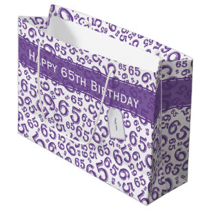 Happy 65th Birthday Party Number Pattern Paars Groot Cadeauzakje