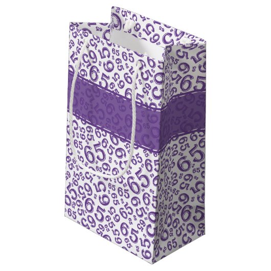 Happy 65th Birthday Party Paars Number Pattern Klein Cadeauzakje (Achterkant Gekanteld)