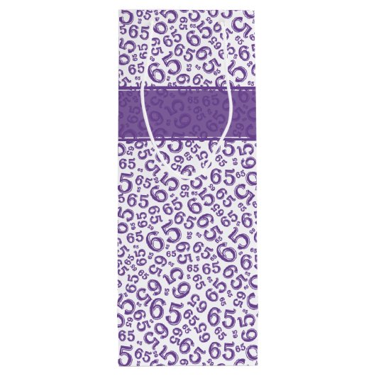 Happy 65th Birthday Party Paars Number Pattern Wijn Cadeautas (Achterkant)
