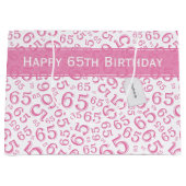 Happy 65th Birthday Party Pattern Pink and White Groot Cadeauzakje (Voorkant)