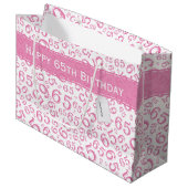 Happy 65th Birthday Party Pattern Pink and White Groot Cadeauzakje (Voorkant Gekanteld)