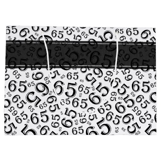 Happy 65th Birthday Party Theme Black and White Groot Cadeauzakje (Achterkant)