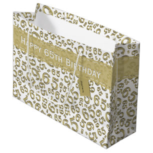 Happy 65th Birthday Random Number Pattern Gold Groot Cadeauzakje