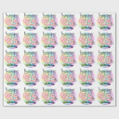 Happy 65th Birthday (roze) Cadeaupapier (Vlak)