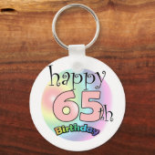 Happy 65th Birthday (roze) Sleutelhanger (Voorkant)