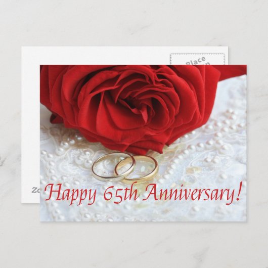 Happy 65th Jubileum rozen Briefkaart (Voorkant / Achterkant)