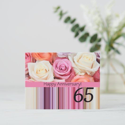 Happy 65th Jubileum rozen Briefkaart (Staand voorkant)