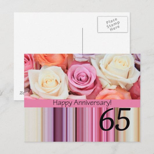 Happy 65th Jubileum rozen Briefkaart (Voorkant / Achterkant)