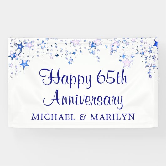 Happy 65th Jubileum Sapphire Blue Stars Spandoek (Horizontaal)