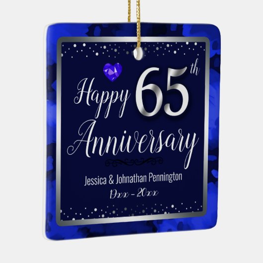 Happy 65th Wedding Jubileum - Aangepaste naam Keramisch Ornament (Rechts)