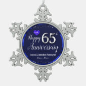 Happy 65th Wedding Jubileum Tin Sneeuwvlok Ornament (Voorkant)