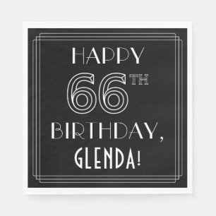 HAPPY 66TH BIRTHDAY; Art Deco Style; aangepaste na Servet