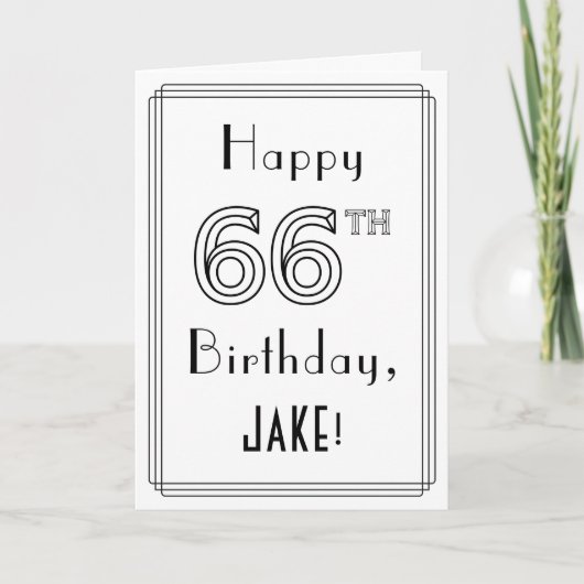 Happy 66th Birthday, Art Deco Style met aangepaste Kaart (Voorkant)