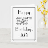 Happy 66th Birthday, Art Deco Style met aangepaste Kaart (Gele Bloem)