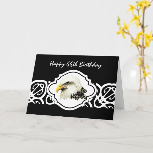 Happy 66th Birthday Tough Old Bird Bald Eagle Kaart (Gele Bloem)