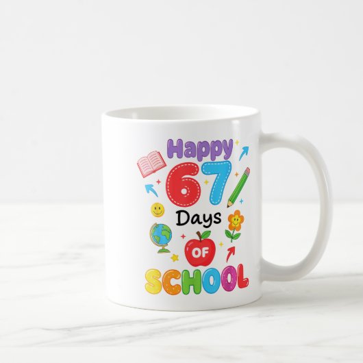 Happy 67 Days Of School 67th Six Seven Day Smarter Koffiemok (Rechts)