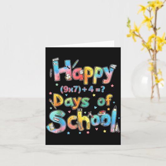 Happy 67 Days Of School Math Equation Teacher Six Kaart (Gele Bloem)