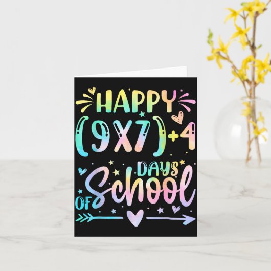 Happy 67 Days Of School Math Teacher Students Six  Kaart (Gele Bloem)