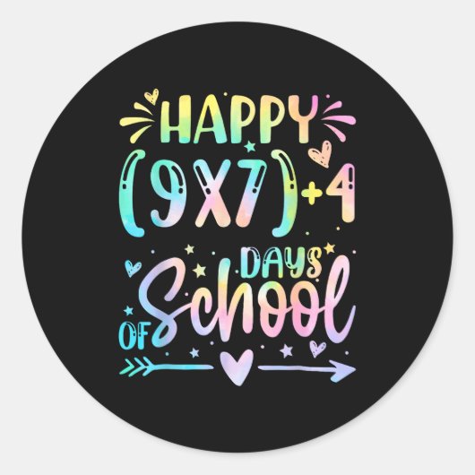 Happy 67 Days Of School Math Teacher Students Six Ronde Sticker (Voorkant)