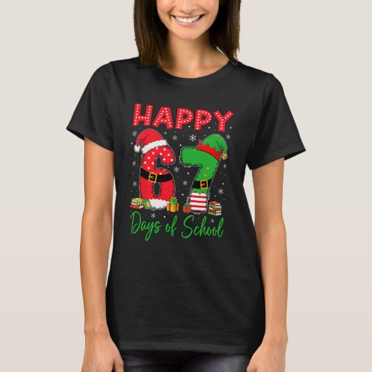 Happy 67 Days Of School Six Seven 67 Christmas San T-shirt (Voorkant)
