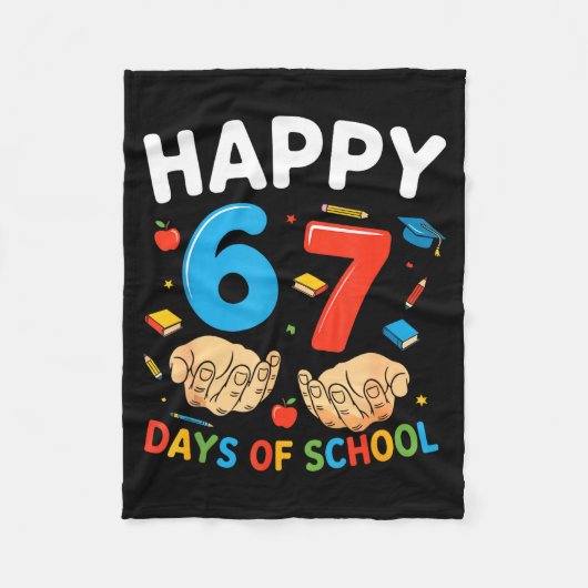 Happy 67 Days Of School Six Seven Meme Boy Girl Te Fleece Deken (Voorkant)