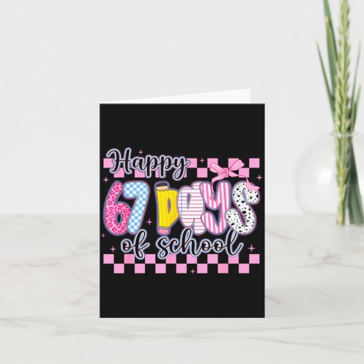 Happy 67 Days Of School Six Seven Meme Boy Girl Te Kaart (Voorkant)