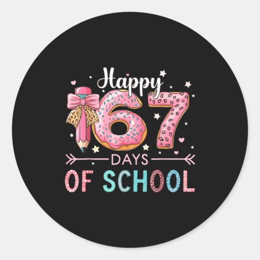 Happy 67 Days Of School Six Seven Meme Boy Girl Te Ronde Sticker (Voorkant)