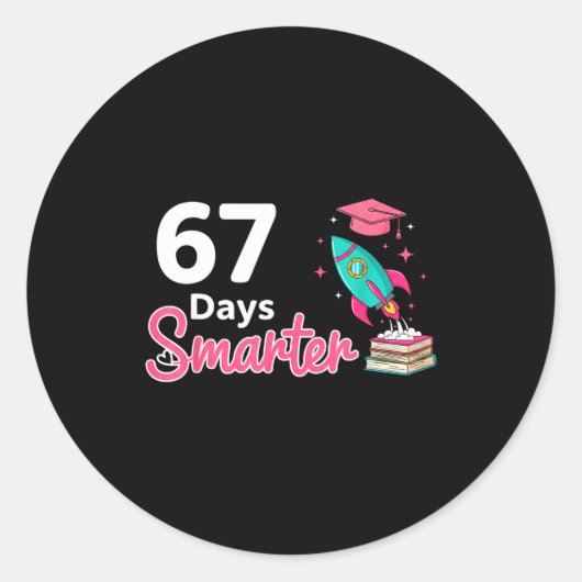 Happy 67 Days Smarter School Student Teacher Kids  Ronde Sticker (Voorkant)