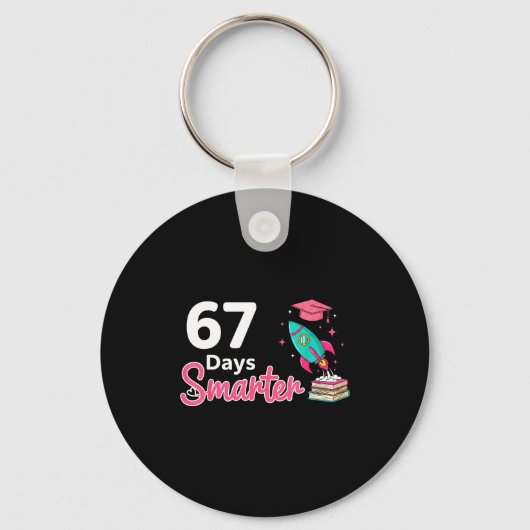 Happy 67 Days Smarter School Student Teacher Kids  Sleutelhanger (Voorkant)