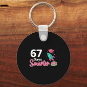 Happy 67 Days Smarter School Student Teacher Kids  Sleutelhanger (Voorkant)