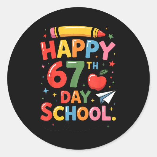 Happy 67 Th Day Of School - I Survived 67 Days Of  Ronde Sticker (Voorkant)