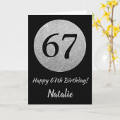 Happy 67th Birthday Black en Silver Glitter Card Kaart (Gele Bloem)