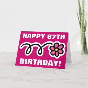 Happy 67th Birthday-kaart met roze maaltijd Kaart